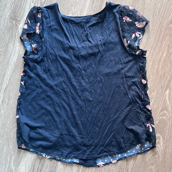 LC Lauren Conrad Floral Swiss Dot Chiffon Layered Top - XXL - Picture 4 of 4